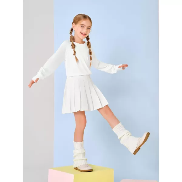 Girls Thumb Holes Long Sleeve Shirts Kids Crewneck Hem Loose Tunic Tops 5-14 Years