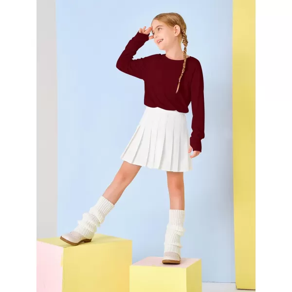 Girls Thumb Holes Long Sleeve Shirts Kids Crewneck Hem Loose Tunic Tops 5-14 Years