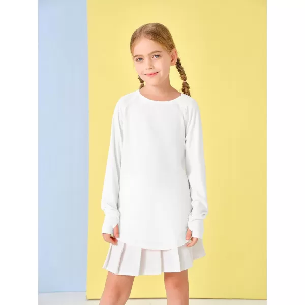 Girls Thumb Holes Long Sleeve Shirts Kids Crewneck Hem Loose Tunic Tops 5-14 Years