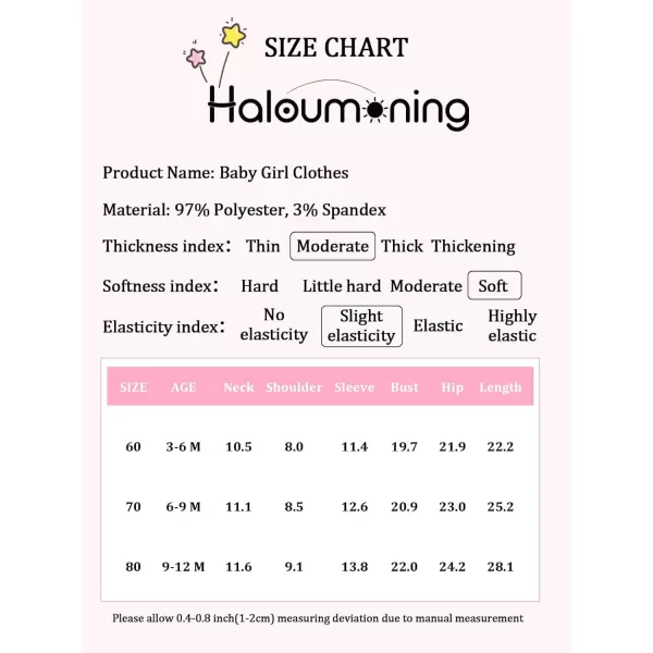 Haloumoning Baby Girl Clothes Long Sleeve Romper Zipper Bodysuit Jumpsuit One Piece Outfits 3-12 Months