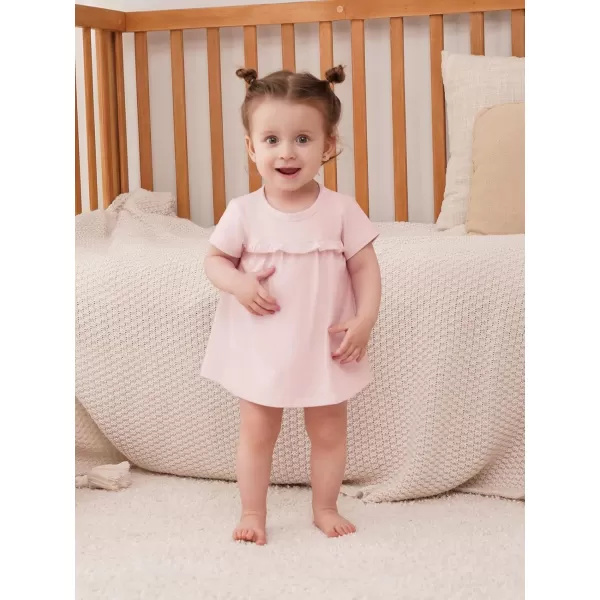 Haloumoning Baby Girl Romper Dress Infant Summer Clothes Newborn Short Sleeve Ruffle Solid Bodysuit 3-12 Months