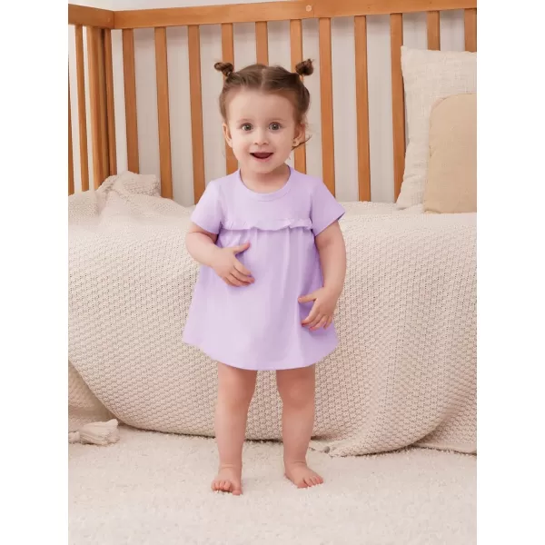 Haloumoning Baby Girl Romper Dress Infant Summer Clothes Newborn Short Sleeve Ruffle Solid Bodysuit 3-12 Months