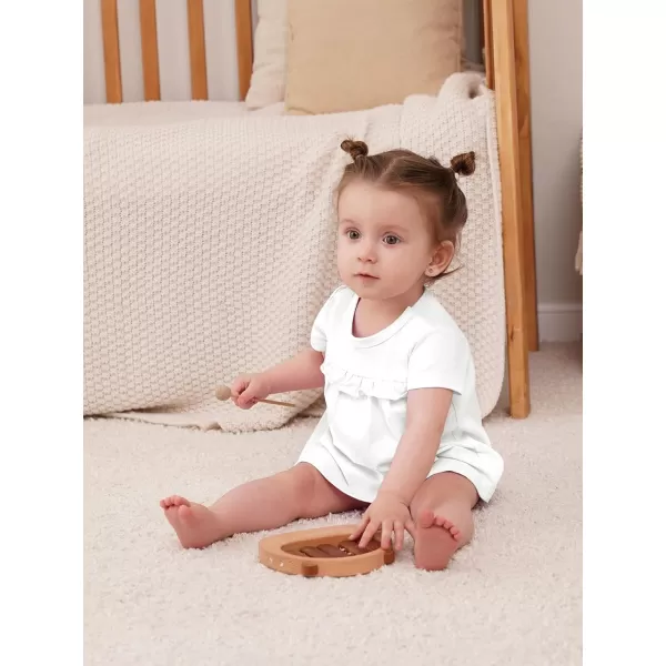 Haloumoning Baby Girl Romper Dress Infant Summer Clothes Newborn Short Sleeve Ruffle Solid Bodysuit 3-12 Months