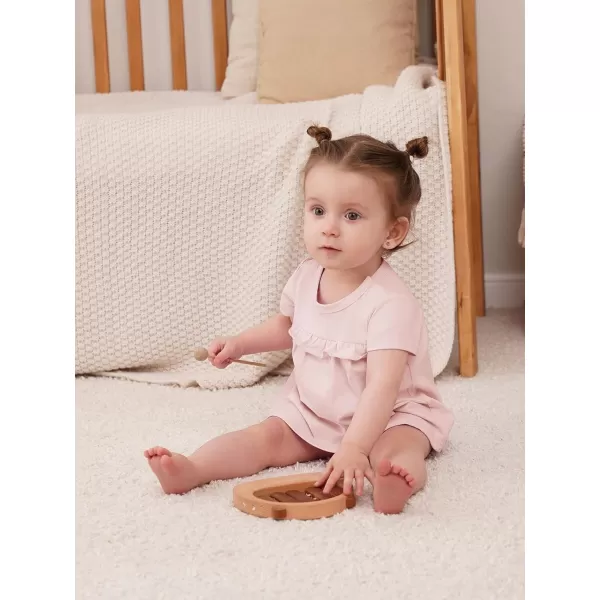 Haloumoning Baby Girl Romper Dress Infant Summer Clothes Newborn Short Sleeve Ruffle Solid Bodysuit 3-12 Months