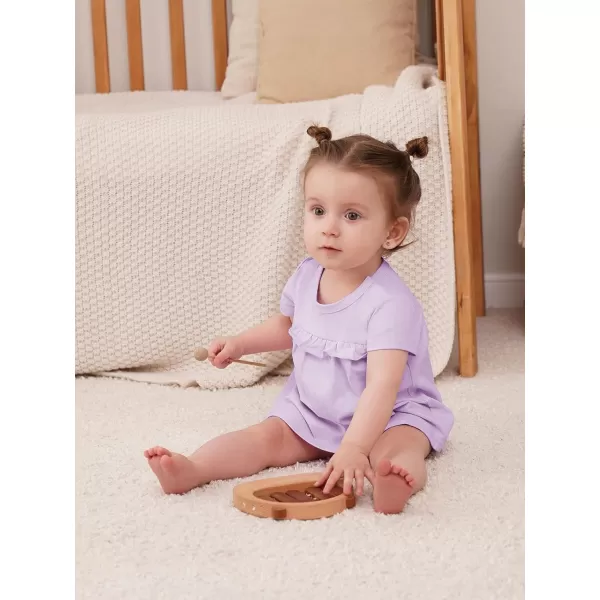 Haloumoning Baby Girl Romper Dress Infant Summer Clothes Newborn Short Sleeve Ruffle Solid Bodysuit 3-12 Months