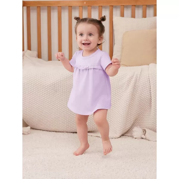 Haloumoning Baby Girl Romper Dress Infant Summer Clothes Newborn Short Sleeve Ruffle Solid Bodysuit 3-12 Months