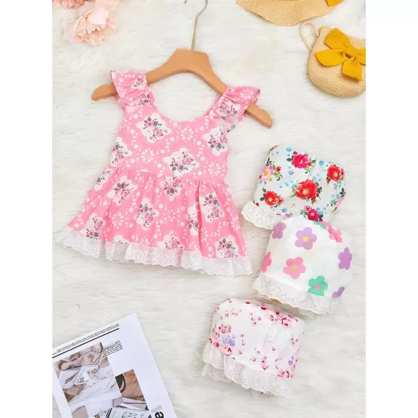 Haloumoning Baby Girl Romper Dress Summer Sleeveless Lace Up Floral Bodysuits Infant Clothes Photoshoot Outfits 3-24 Months