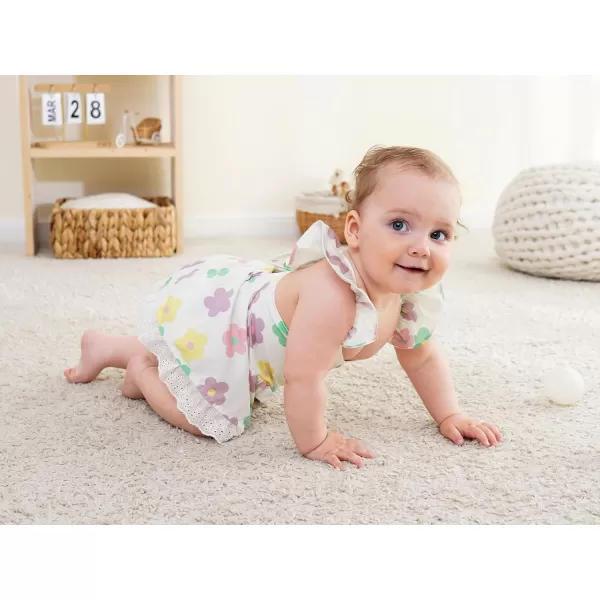 Haloumoning Baby Girl Romper Dress Summer Sleeveless Lace Up Floral Bodysuits Infant Clothes Photoshoot Outfits 3-24 Months
