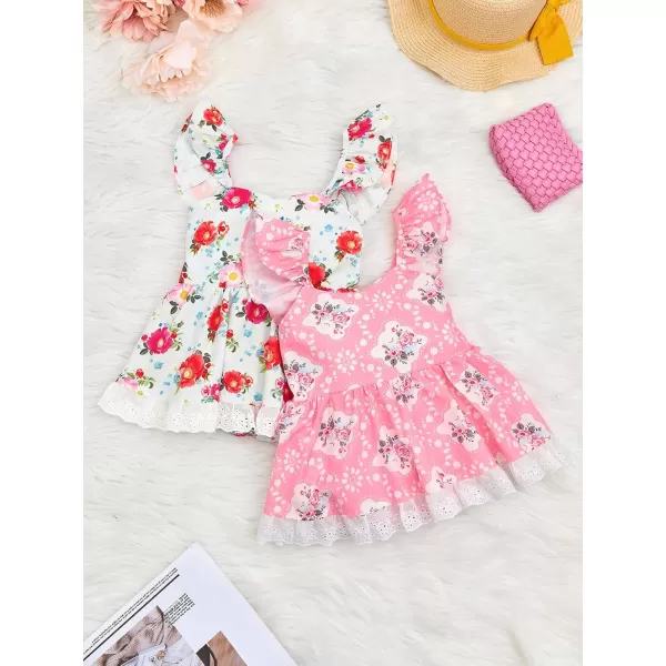 Haloumoning Baby Girl Romper Dress Summer Sleeveless Lace Up Floral Bodysuits Infant Clothes Photoshoot Outfits 3-24 Months