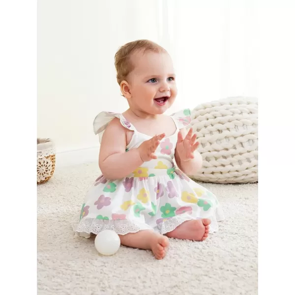Haloumoning Baby Girl Romper Dress Summer Sleeveless Lace Up Floral Bodysuits Infant Clothes Photoshoot Outfits 3-24 Months