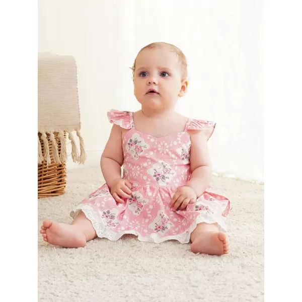Haloumoning Baby Girl Romper Dress Summer Sleeveless Lace Up Floral Bodysuits Infant Clothes Photoshoot Outfits 3-24 Months