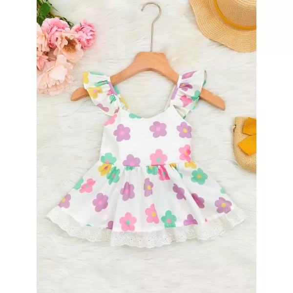 Haloumoning Baby Girl Romper Dress Summer Sleeveless Lace Up Floral Bodysuits Infant Clothes Photoshoot Outfits 3-24 Months