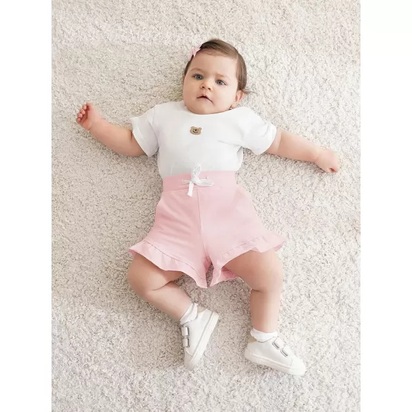 Haloumoning Baby Girls Shorts Cotton Ruffle Playing Shorts Cute Summer Clothes with Pockets