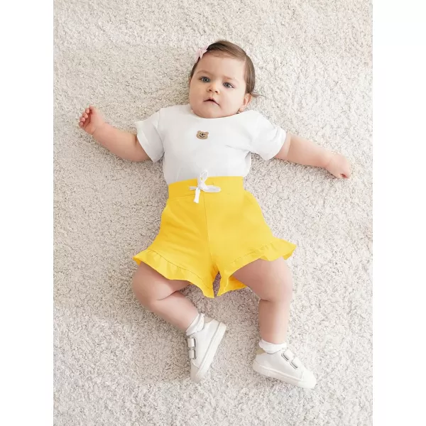 Haloumoning Baby Girls Shorts Cotton Ruffle Playing Shorts Cute Summer Clothes with Pockets