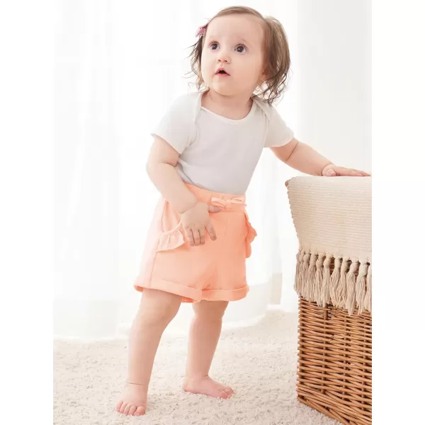 Haloumoning Baby Girls' and Toddler Pull on Ruffle Pockets Shorts