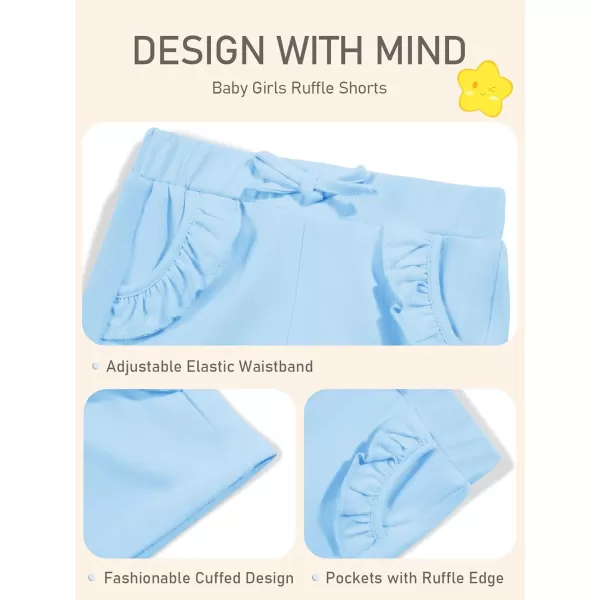 Haloumoning Baby Girls' and Toddler Pull on Ruffle Pockets Shorts