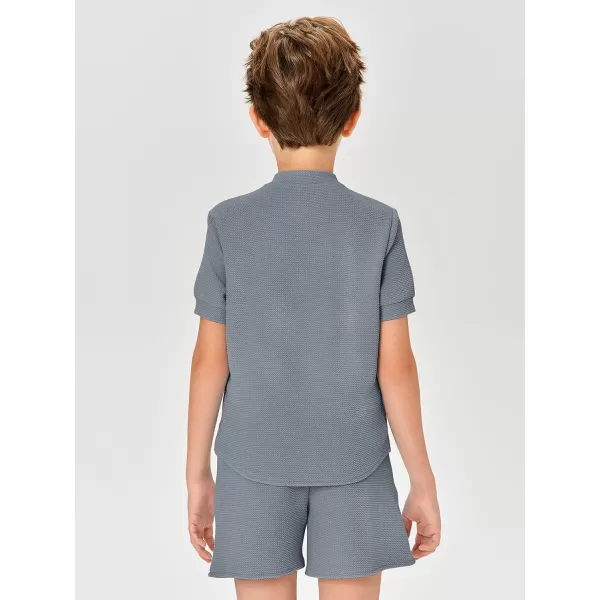 Haloumoning Boys 2 Piece Short Sets Tracksuit Quarter Zip T Shirts and Elastic Waist Shorts 5-14 Years