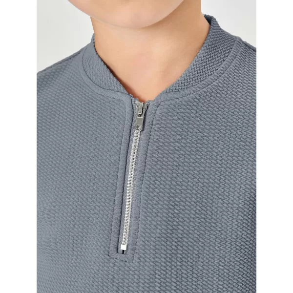 Haloumoning Boys 2 Piece Short Sets Tracksuit Quarter Zip T Shirts and Elastic Waist Shorts 5-14 Years