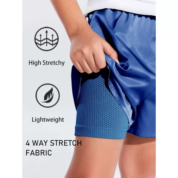 Haloumoning Boys 2 in 1 Running Shorts with Liner and Phone Pockets 5-14 Years