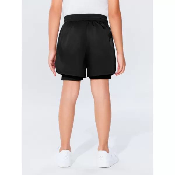 Haloumoning Boys 2 in 1 Running Shorts with Liner and Phone Pockets 5-14 Years