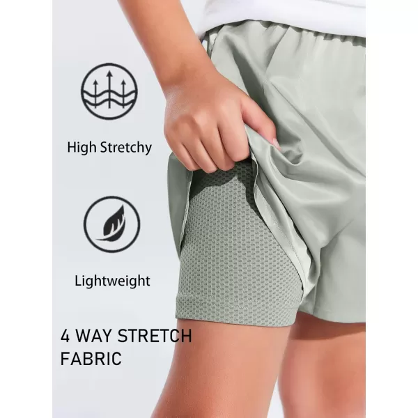 Haloumoning Boys 2 in 1 Running Shorts with Liner and Phone Pockets 5-14 Years