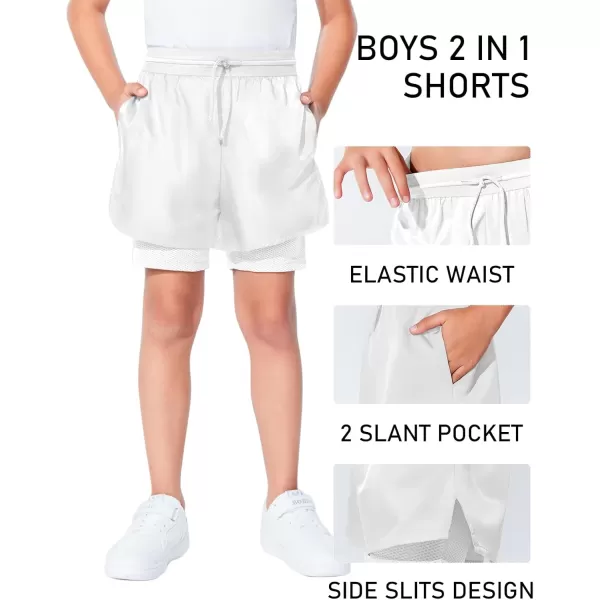 Haloumoning Boys 2 in 1 Running Shorts with Liner and Phone Pockets 5-14 Years