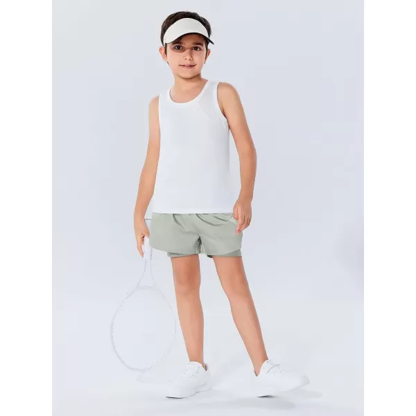Haloumoning Boys 2 in 1 Running Shorts with Liner and Phone Pockets 5-14 Years