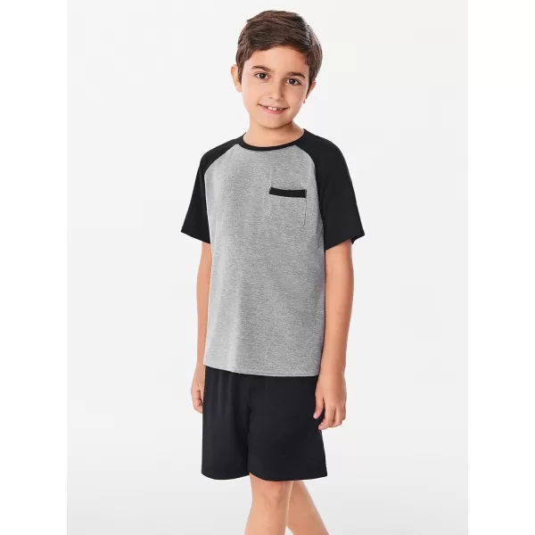 Haloumoning Boys Active Short Sets Short Sleeve Raglan T Shirt Tops and Shorts Kids 2 Piece Summer Outfits 4-14 Years