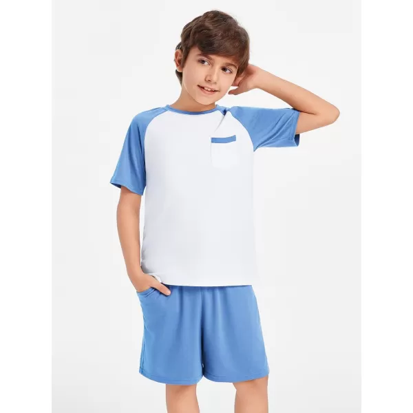 Haloumoning Boys Active Short Sets Short Sleeve Raglan T Shirt Tops and Shorts Kids 2 Piece Summer Outfits 4-14 Years