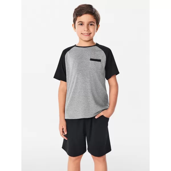 Haloumoning Boys Active Short Sets Short Sleeve Raglan T Shirt Tops and Shorts Kids 2 Piece Summer Outfits 4-14 Years