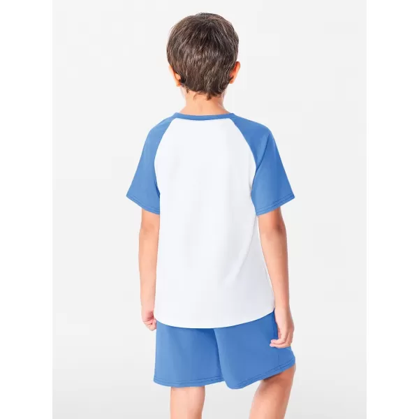 Haloumoning Boys Active Short Sets Short Sleeve Raglan T Shirt Tops and Shorts Kids 2 Piece Summer Outfits 4-14 Years