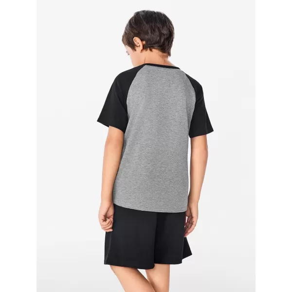 Haloumoning Boys Active Short Sets Short Sleeve Raglan T Shirt Tops and Shorts Kids 2 Piece Summer Outfits 4-14 Years