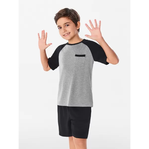 Haloumoning Boys Active Short Sets Short Sleeve Raglan T Shirt Tops and Shorts Kids 2 Piece Summer Outfits 4-14 Years