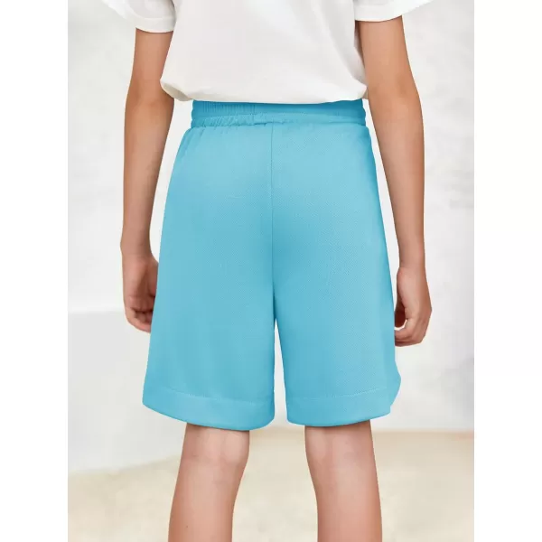 Haloumoning Boys Athletic Shorts High Waist Elastic Active Performance Running Basketball Shorts with Pockets 5-14 Years