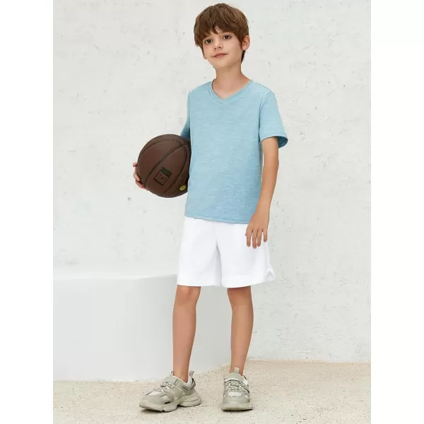 Haloumoning Boys Athletic Shorts High Waist Elastic Active Performance Running Basketball Shorts with Pockets 5-14 Years