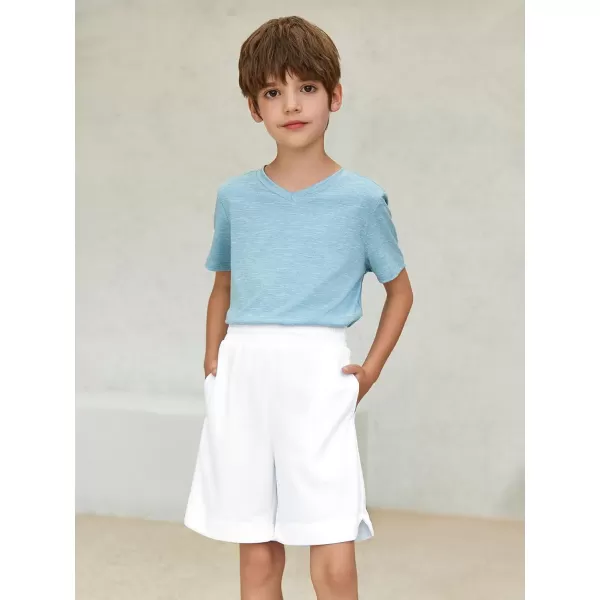 Haloumoning Boys Athletic Shorts High Waist Elastic Active Performance Running Basketball Shorts with Pockets 5-14 Years