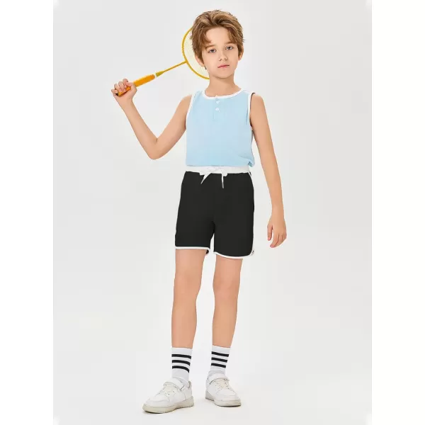 Haloumoning Boys Athletic Shorts Kids Running Active Workout Shorts with 3 Pockets 5-14 Years