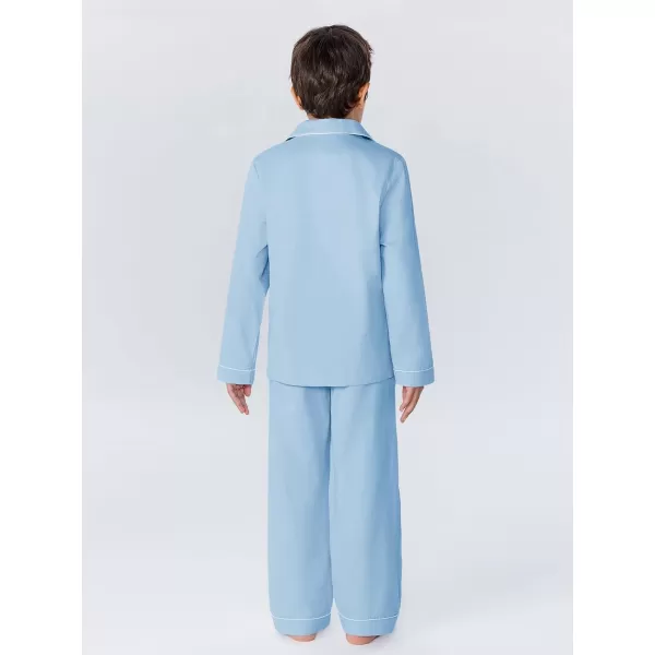 Haloumoning Boys Button Down Clothing Sets 2 Piece Long Sleeve Shirts and Pants Outfits 5-14 Years