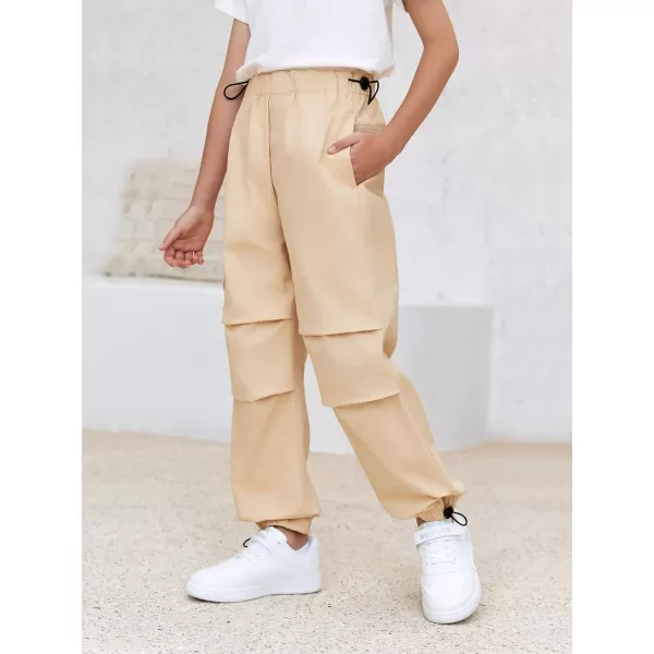 Haloumoning Boys Cargo Pants Cotton Parachute Pants Elastic Waist Hiking Sweatpants Joggers 5-14 Years