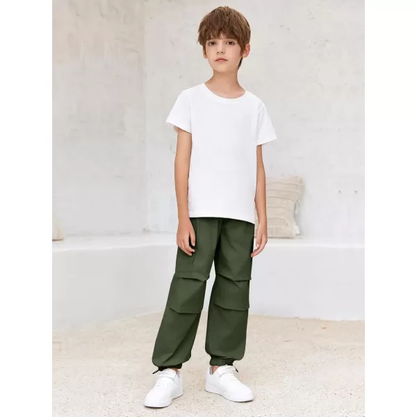 Haloumoning Boys Cargo Pants Cotton Parachute Pants Elastic Waist Hiking Sweatpants Joggers 5-14 Years