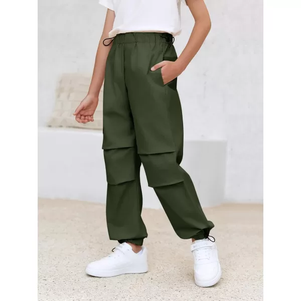 Haloumoning Boys Cargo Pants Cotton Parachute Pants Elastic Waist Hiking Sweatpants Joggers 5-14 Years