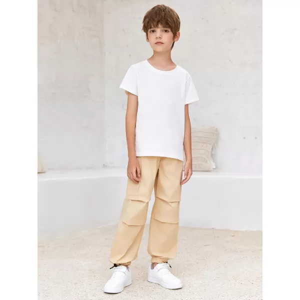 Haloumoning Boys Cargo Pants Cotton Parachute Pants Elastic Waist Hiking Sweatpants Joggers 5-14 Years
