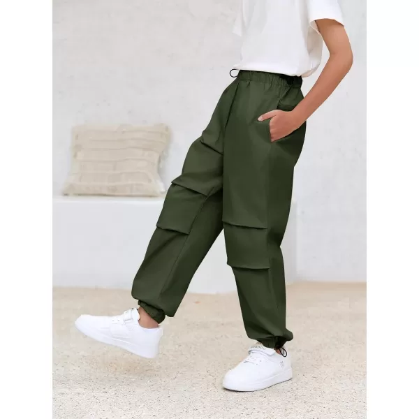 Haloumoning Boys Cargo Pants Cotton Parachute Pants Elastic Waist Hiking Sweatpants Joggers 5-14 Years