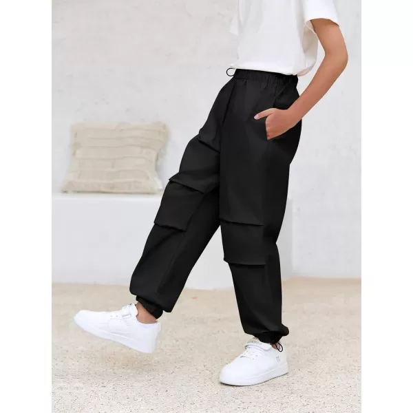 Haloumoning Boys Cargo Pants Cotton Parachute Pants Elastic Waist Hiking Sweatpants Joggers 5-14 Years