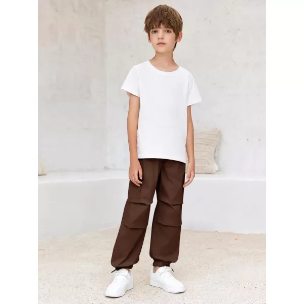Haloumoning Boys Cargo Pants Cotton Parachute Pants Elastic Waist Hiking Sweatpants Joggers 5-14 Years