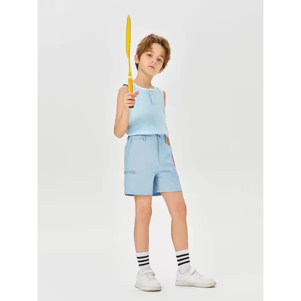 Haloumoning Boys Cargo Shorts Hiking Casual Quick Dry Elastic Waist Athletic Outdoor Short with 6 Pockets 5-14 Years
