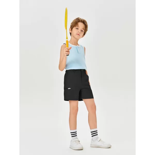 Haloumoning Boys Cargo Shorts Hiking Casual Quick Dry Elastic Waist Athletic Outdoor Short with 6 Pockets 5-14 Years