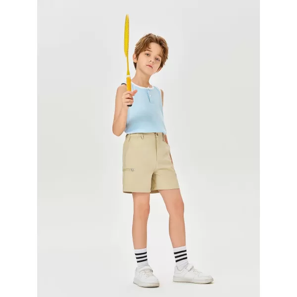 Haloumoning Boys Cargo Shorts Hiking Casual Quick Dry Elastic Waist Athletic Outdoor Short with 6 Pockets 5-14 Years