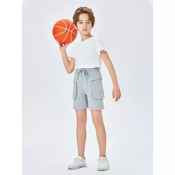 Haloumoning Boys Casual Cargo Shorts Drawstring Elastic Waist Pull On Jogger Shorts with Pockets 5-14 Years