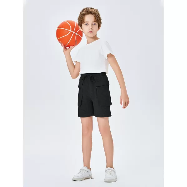 Haloumoning Boys Casual Cargo Shorts Drawstring Elastic Waist Pull On Jogger Shorts with Pockets 5-14 Years